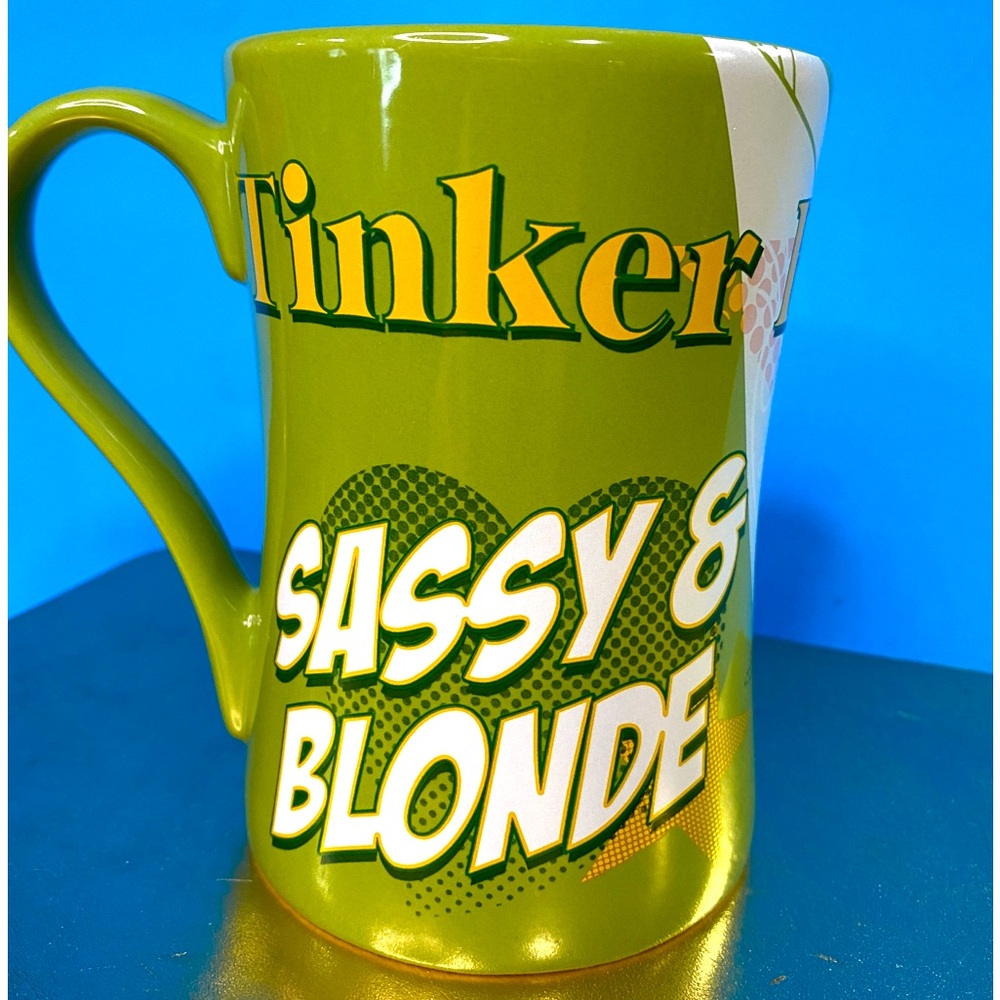 Disney Store Peter Pan Tinker Bell Sassy & Blonde Oversized Green Ceramic Mug